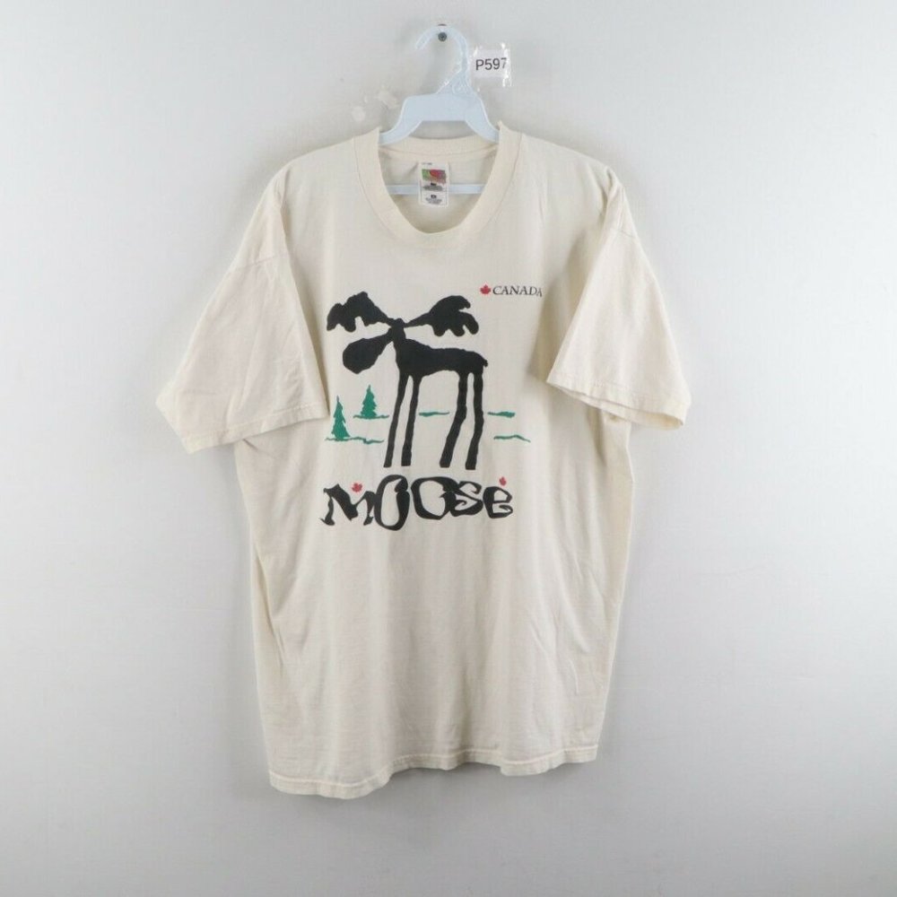Vintage 90s Streetwear Moose Canada T-Shirt White